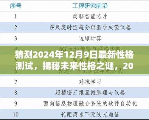 揭秘未来性格之谜，最新性格测试解析，预测未来性格走向（日期，2024年12月9日）