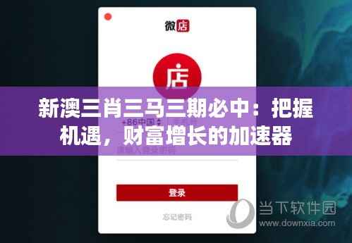 新澳三肖三马三期必中：把握机遇，财富增长的加速器