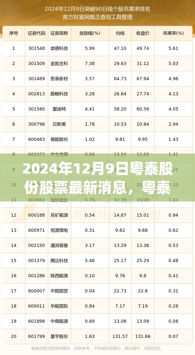 粤泰股份最新动态揭秘，2024年12月9日最新消息与前景展望