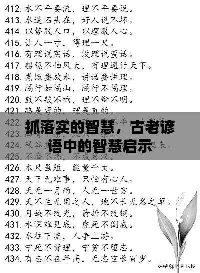 抓落实的智慧,古老谚语中的智慧启示