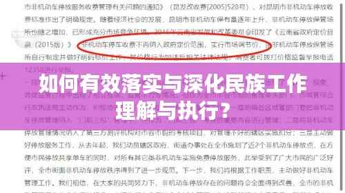 如何有效落实与深化民族工作理解与执行?