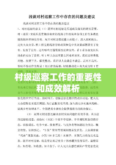 村级巡察工作的重要性和成效解析