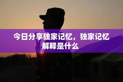 今日分享独家记忆,独家记忆解释是什么
