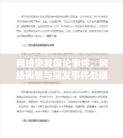 网络突发舆论事件,网络舆情与突发事件处理心得体会