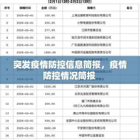 突发疫情防控信息简报,疫情防控情况简报