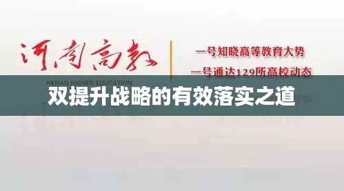 双提升战略的有效落实之道