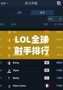 LOL全球射手排行榜揭晓，顶尖射手实力比拼！