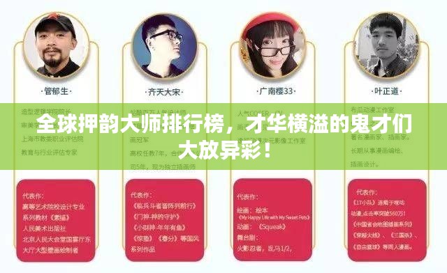 全球押韵大师排行榜，才华横溢的鬼才们大放异彩！