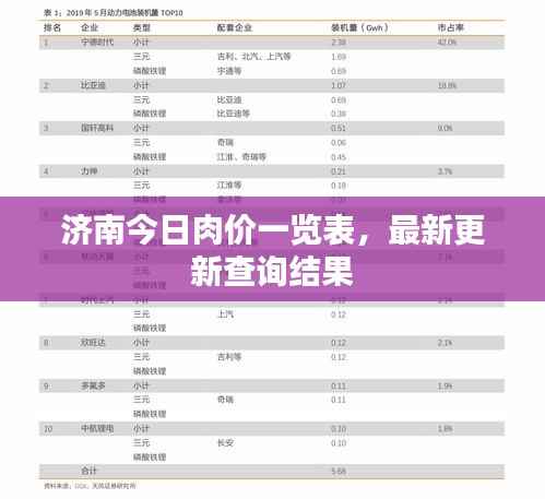济南今日肉价一览表,最新更新查询结果