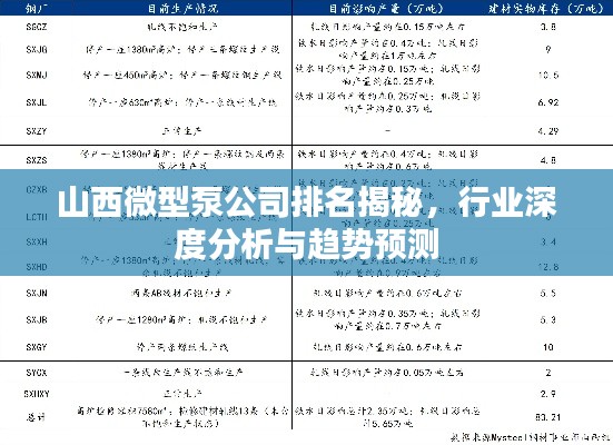 山西微型泵公司排名揭秘，行业深度分析与趋势预测