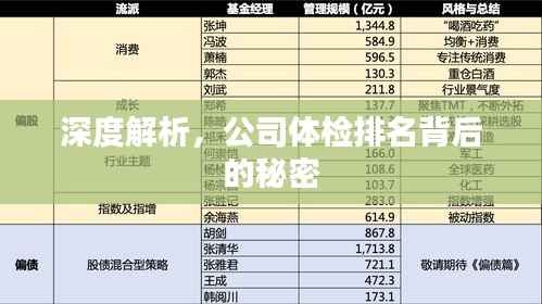 深度解析，公司体检排名背后的秘密