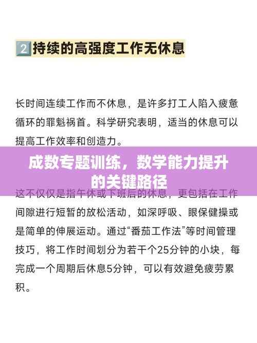 成数专题训练，数学能力提升的关键路径
