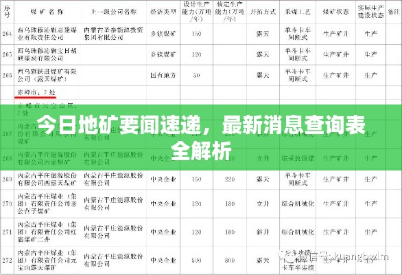 今日地矿要闻速递,最新消息查询表全解析