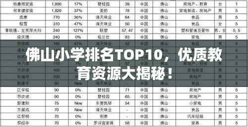 佛山小学排名TOP10，优质教育资源大揭秘！