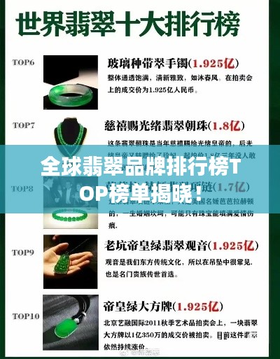 全球翡翠品牌排行榜TOP榜单揭晓！