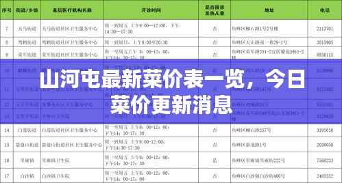 山河屯最新菜价表一览,今日菜价更新消息