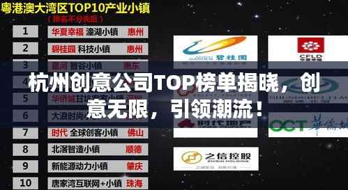 杭州创意公司TOP榜单揭晓，创意无限，引领潮流！