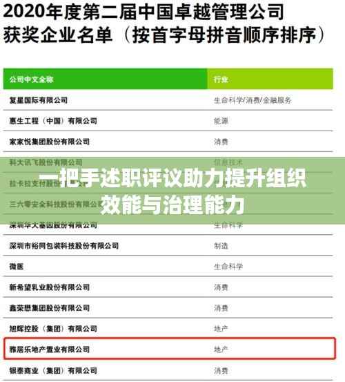 一把手述职评议助力提升组织效能与治理能力