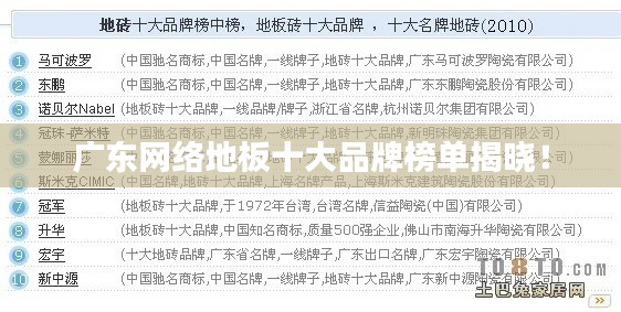 广东网络地板十大品牌榜单揭晓！